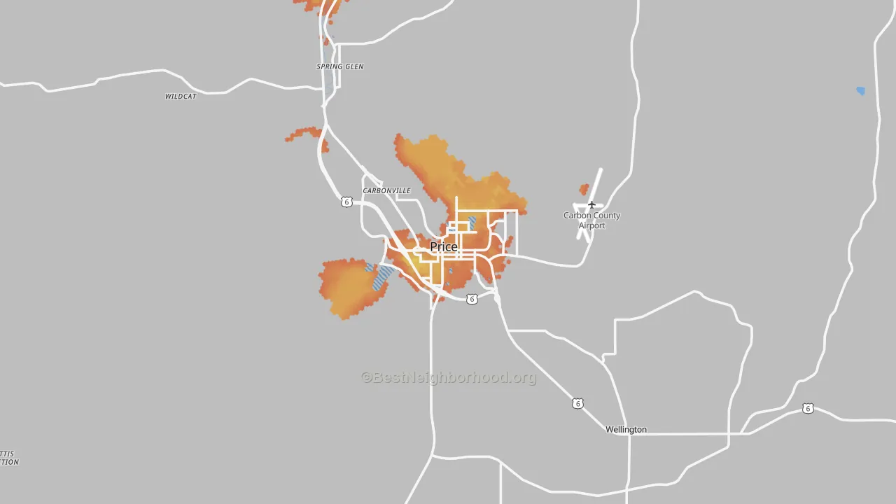 Bike Grade map of Price, UT