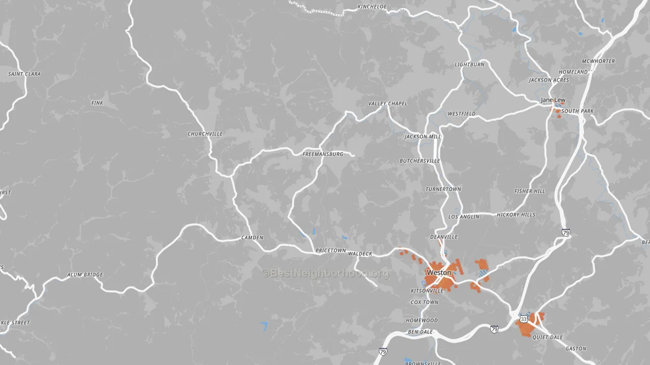 Bike Grade map of Pricetown, WV
