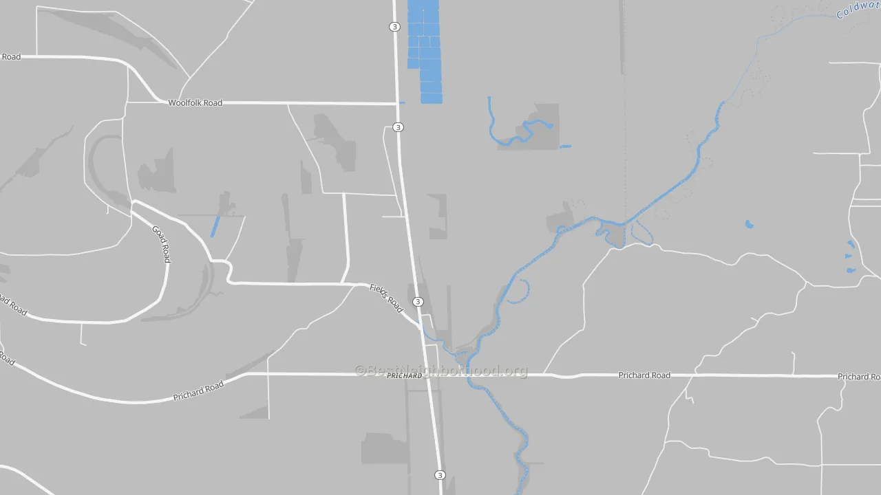 Bike Grade map of Prichard, MS