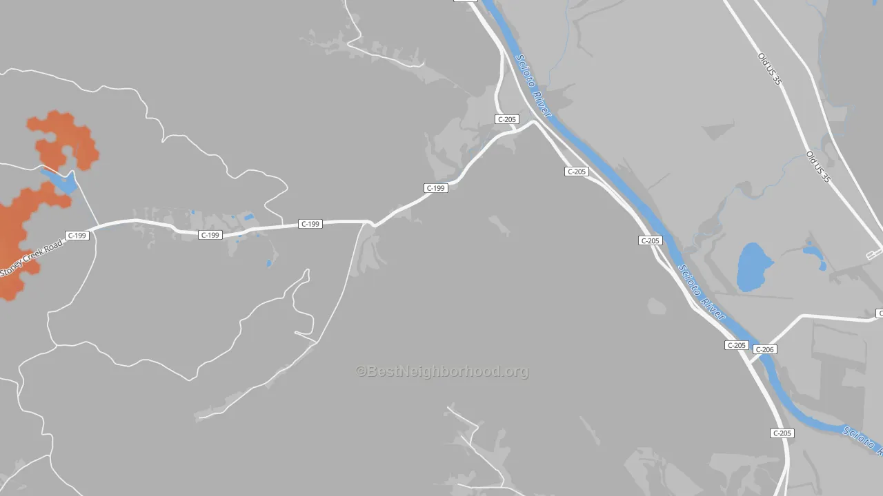 Bike Grade map of Pride, OH