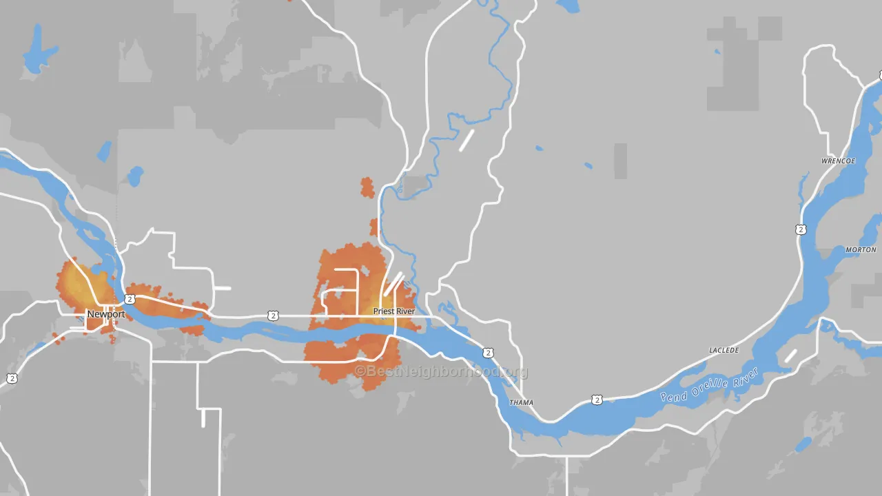 Bike Grade map of Priest River, ID