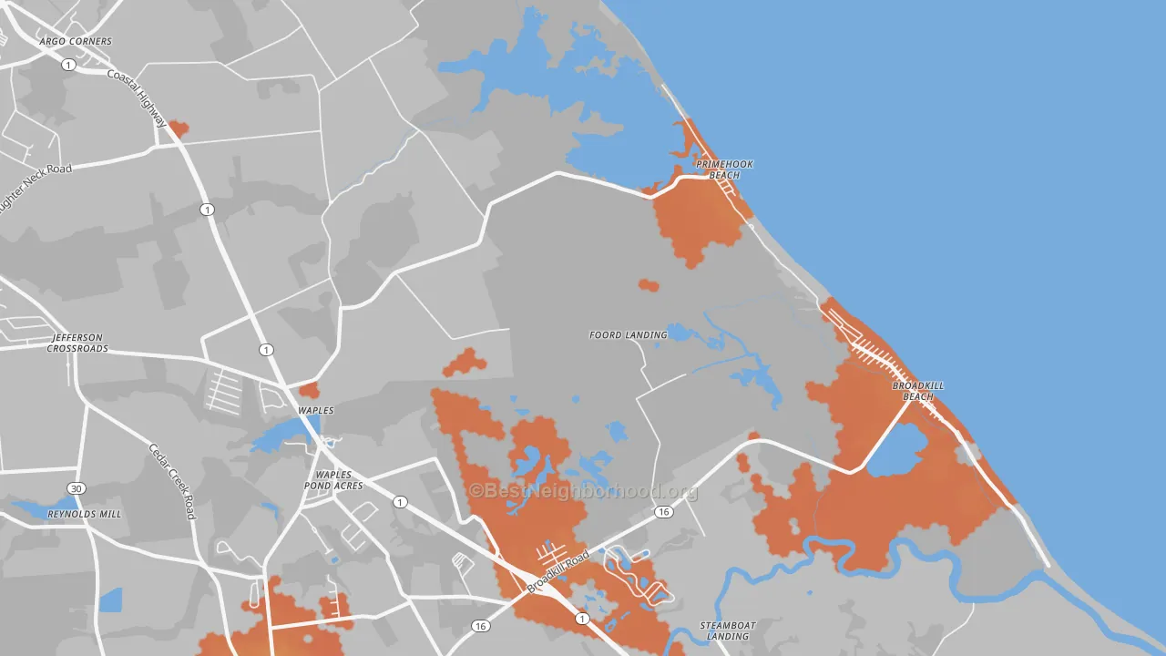 Bike Grade map of Primehook Beach, DE