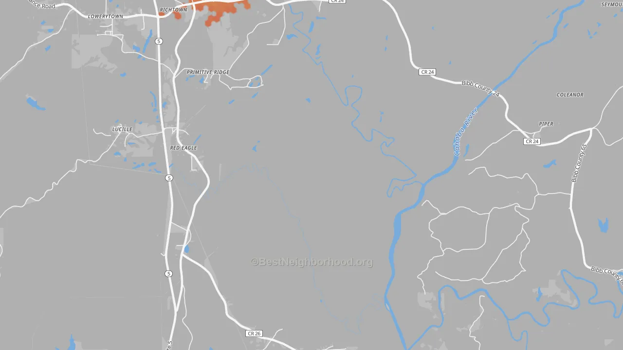 Bike Grade map of Primitive Ridge, AL