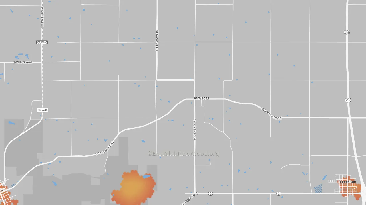 Bike Grade map of Primrose, IA