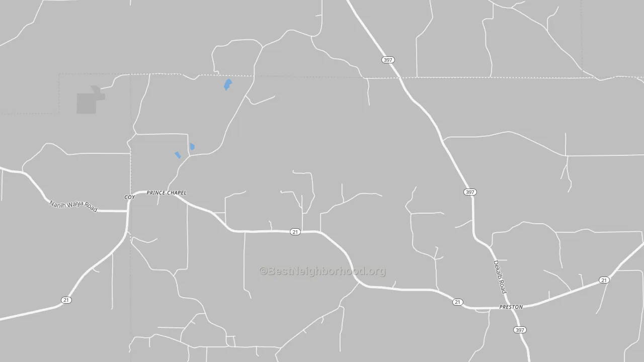 Bike Grade map of Prince Chapel, MS