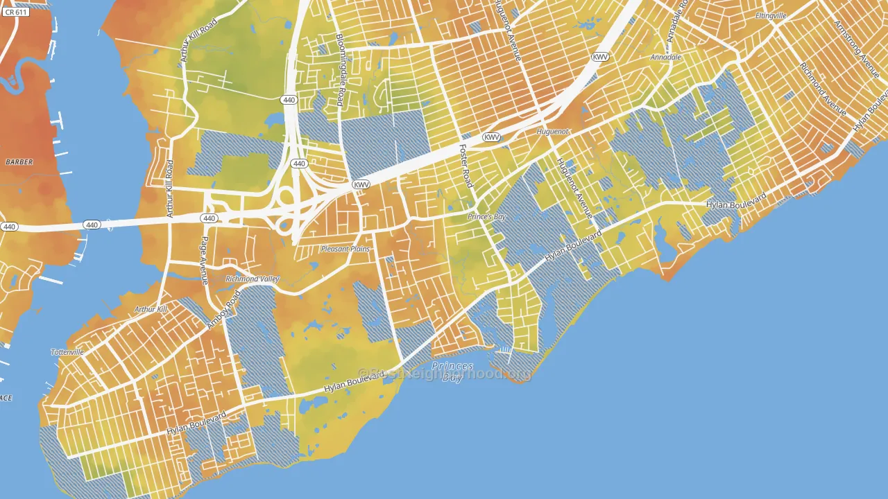 Bike Grade map of Prince's Bay, Staten Island, NY