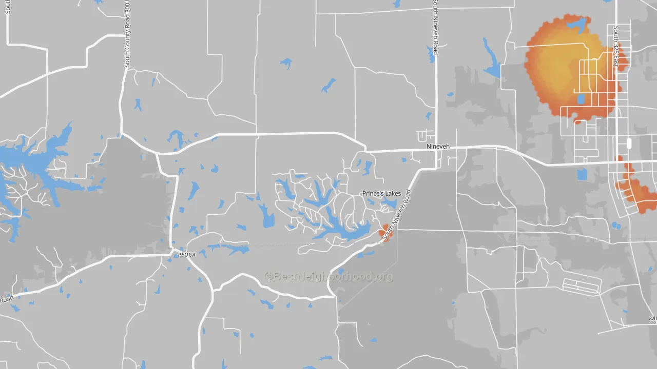 Bike Grade map of Princes Lakes, IN