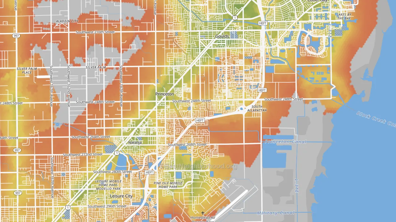 Bike Grade map of Princeton, FL