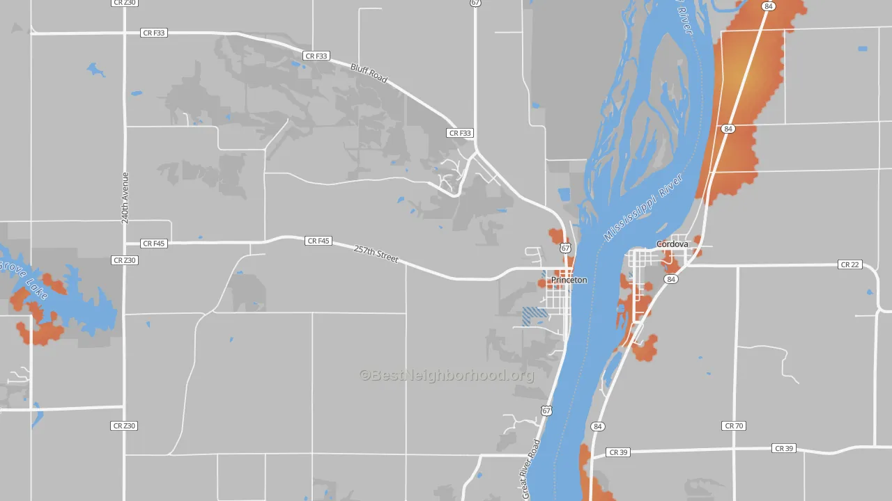 Bike Grade map of Princeton, IA