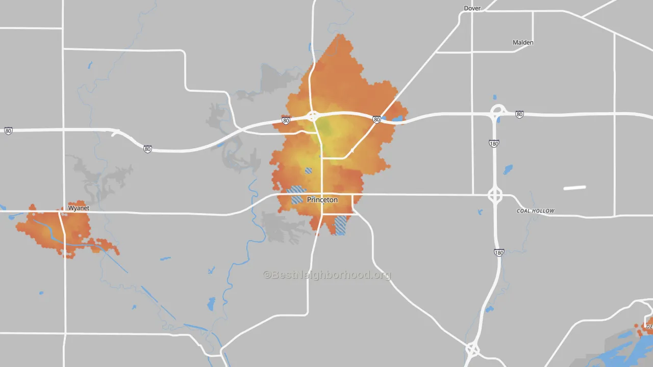 Bike Grade map of Princeton, IL