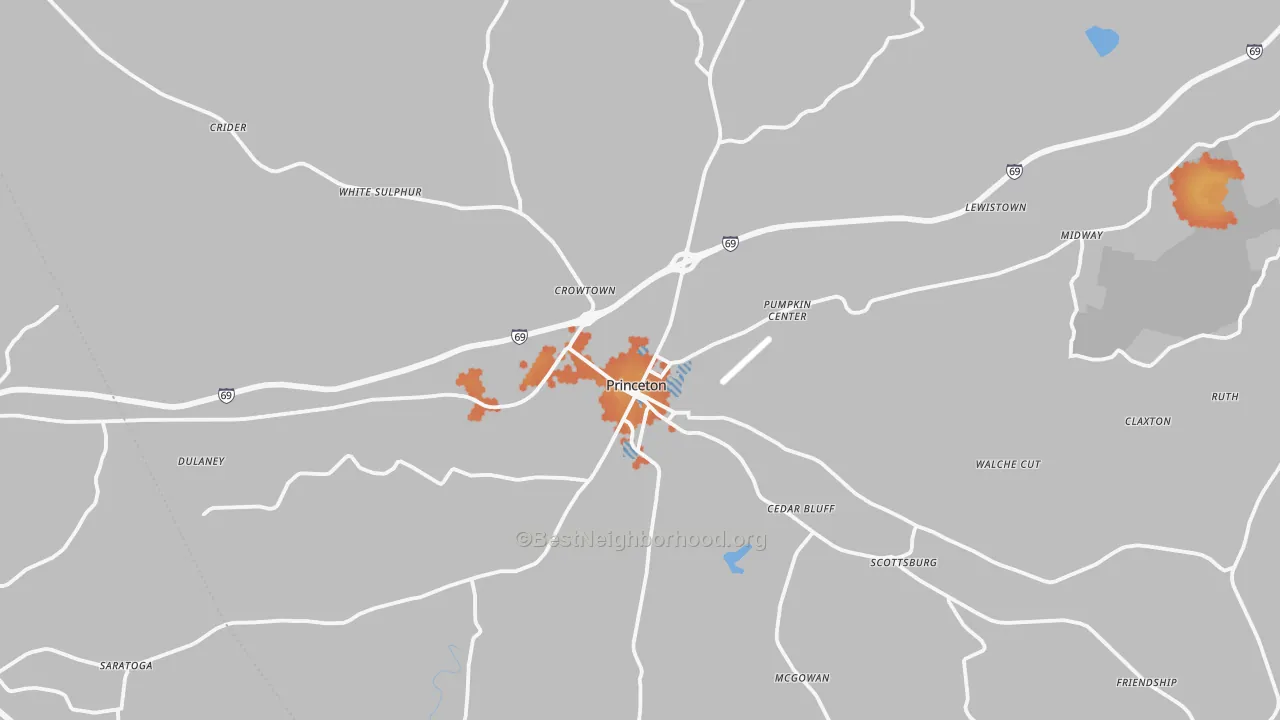 Bike Grade map of Princeton, KY
