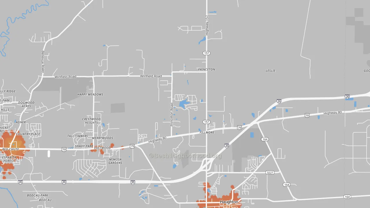 Bike Grade map of Princeton, LA