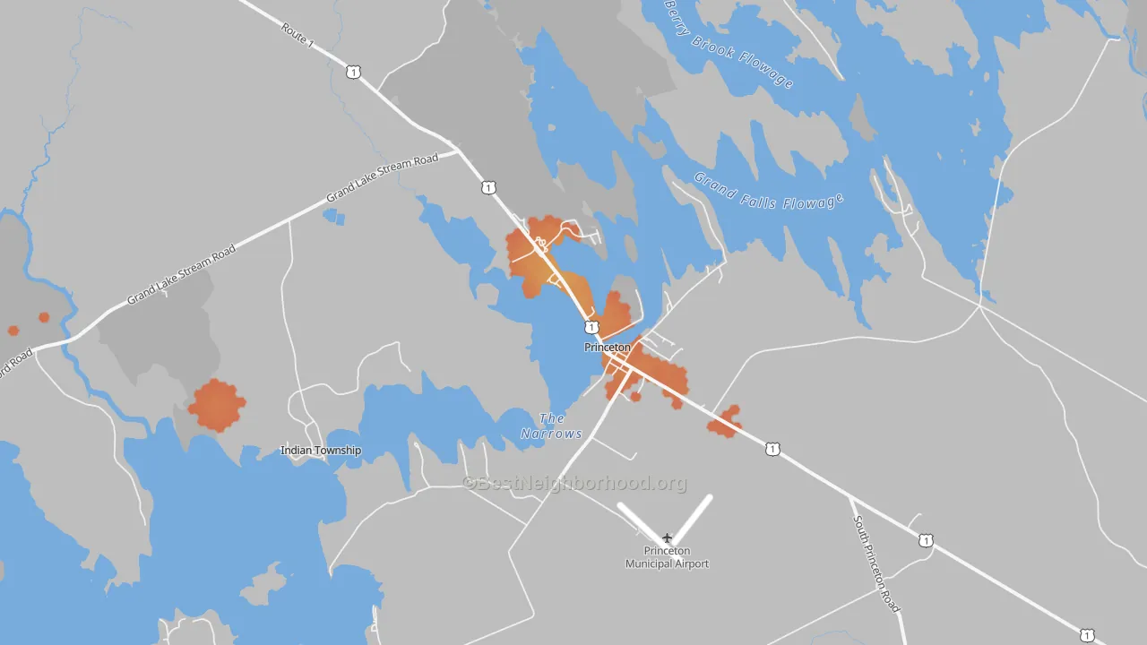 Bike Grade map of Princeton, ME