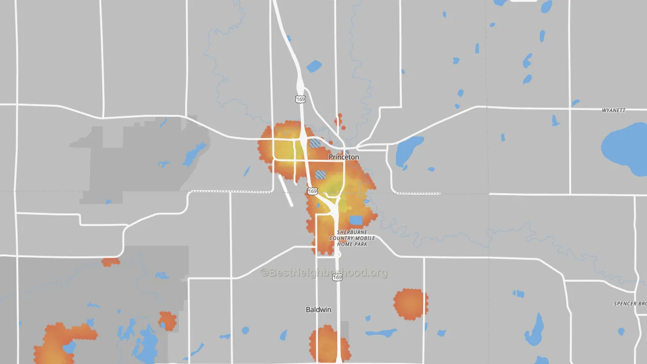 Bike Grade map of Princeton, MN