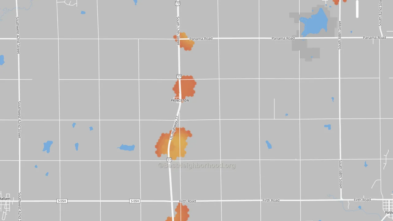 Bike Grade map of Princeton, NE