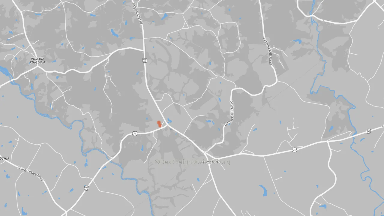 Bike Grade map of Princeton, SC