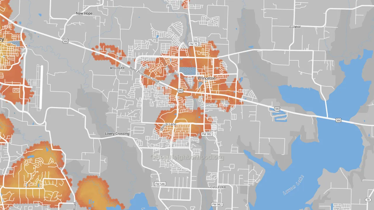 Bike Grade map of Princeton, TX