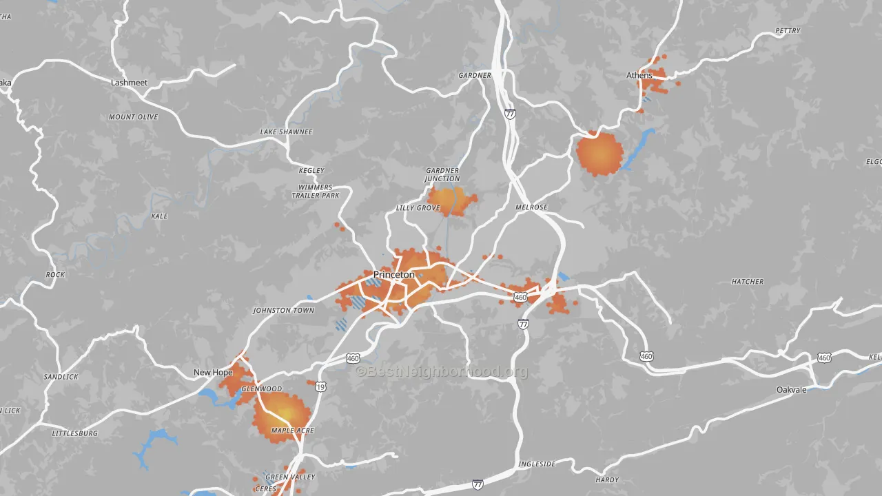 Bike Grade map of Princeton, WV