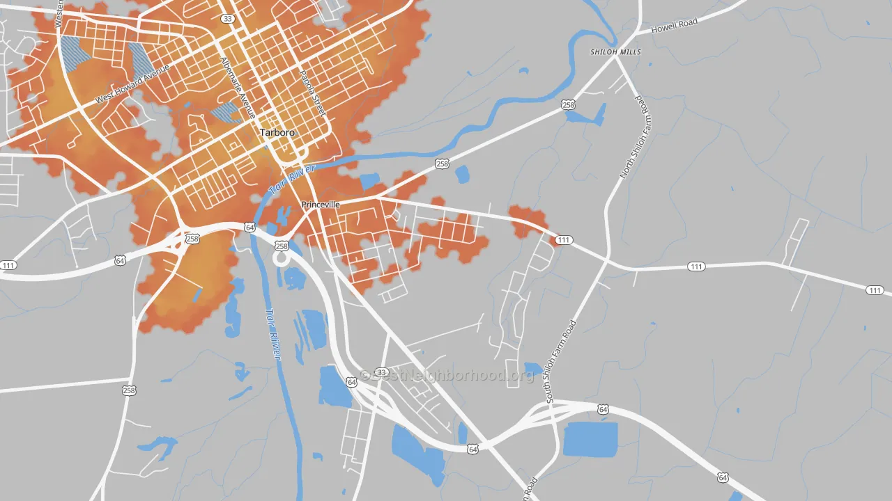 Bike Grade map of Princeville, NC