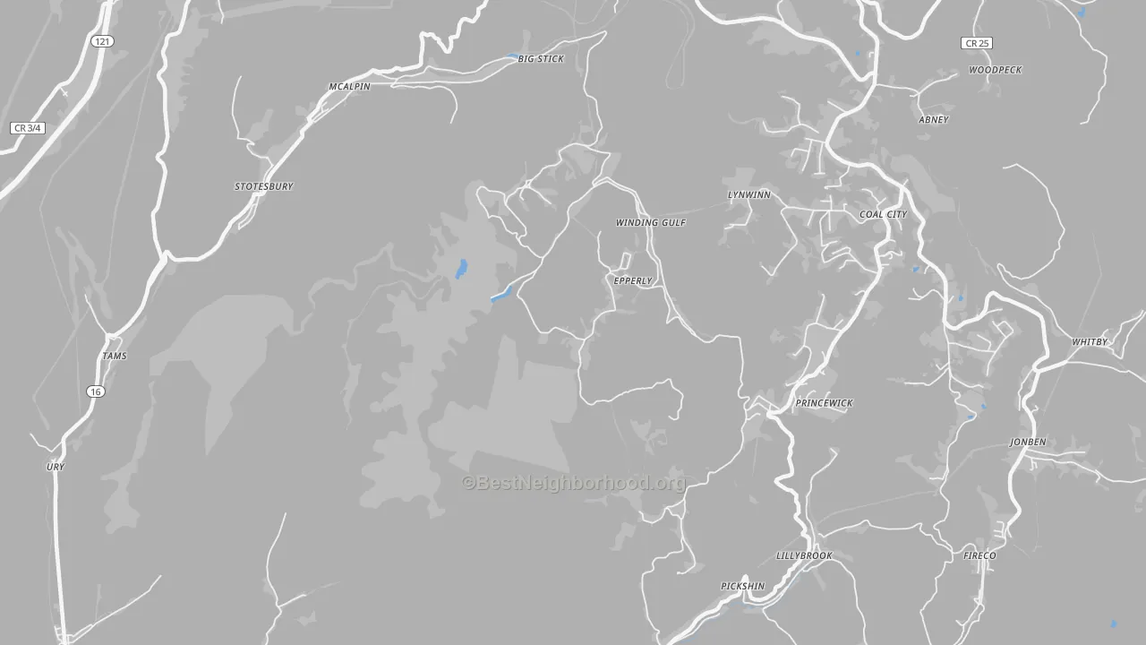 Bike Grade map of Princewick, WV