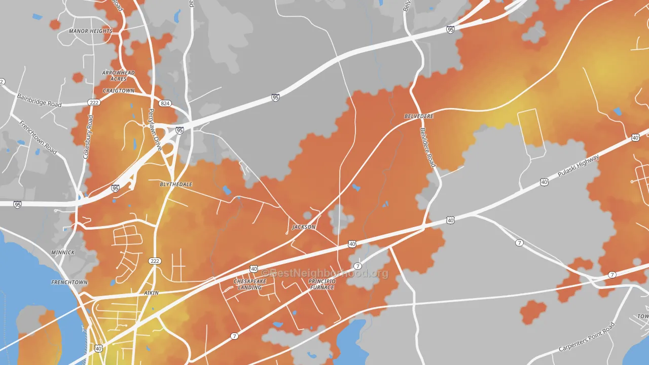 Bike Grade map of Principio Furnace, MD