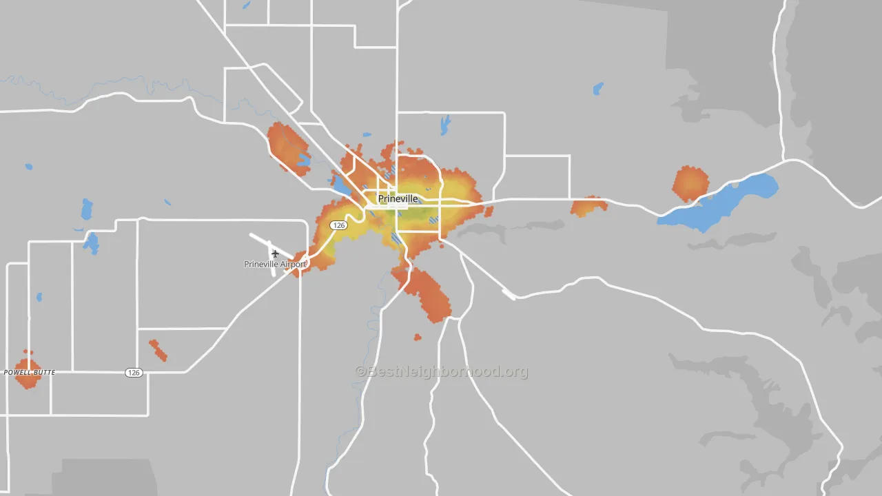 Bike Grade map of Prineville, OR