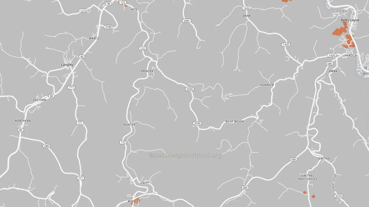 Bike Grade map of Printer, KY