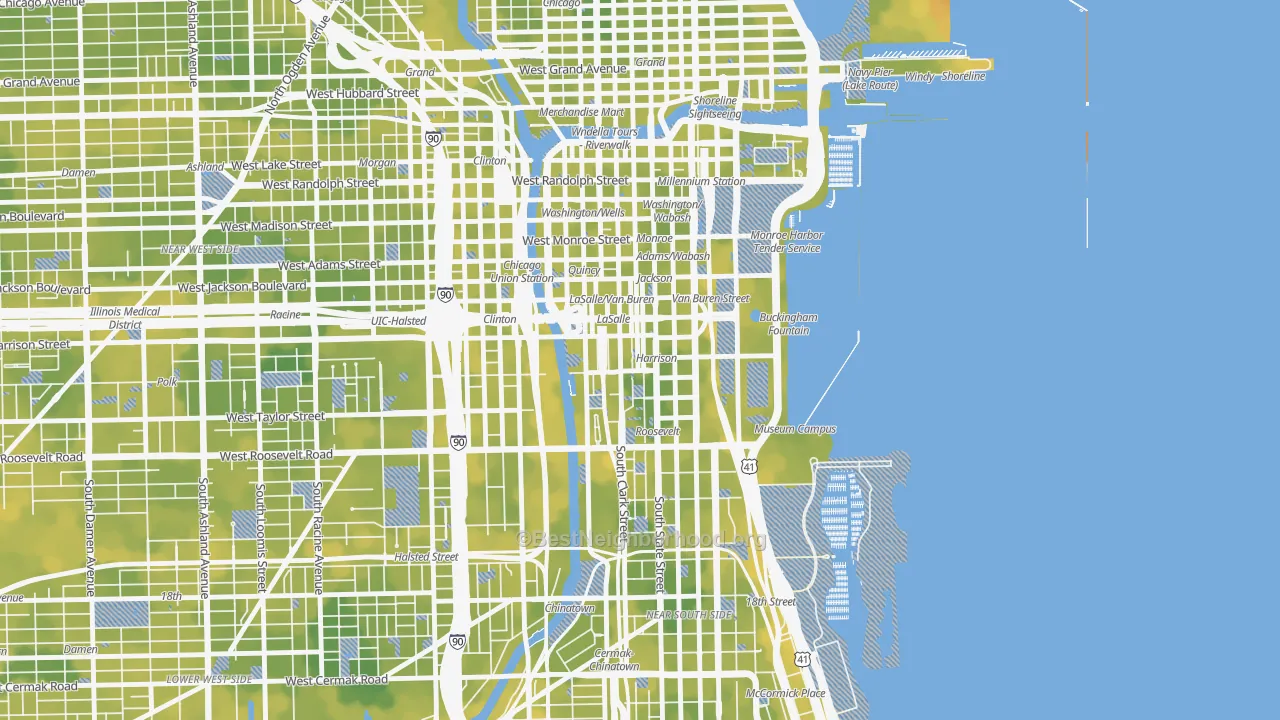 Bike Grade map of Printers Row, Chicago, IL