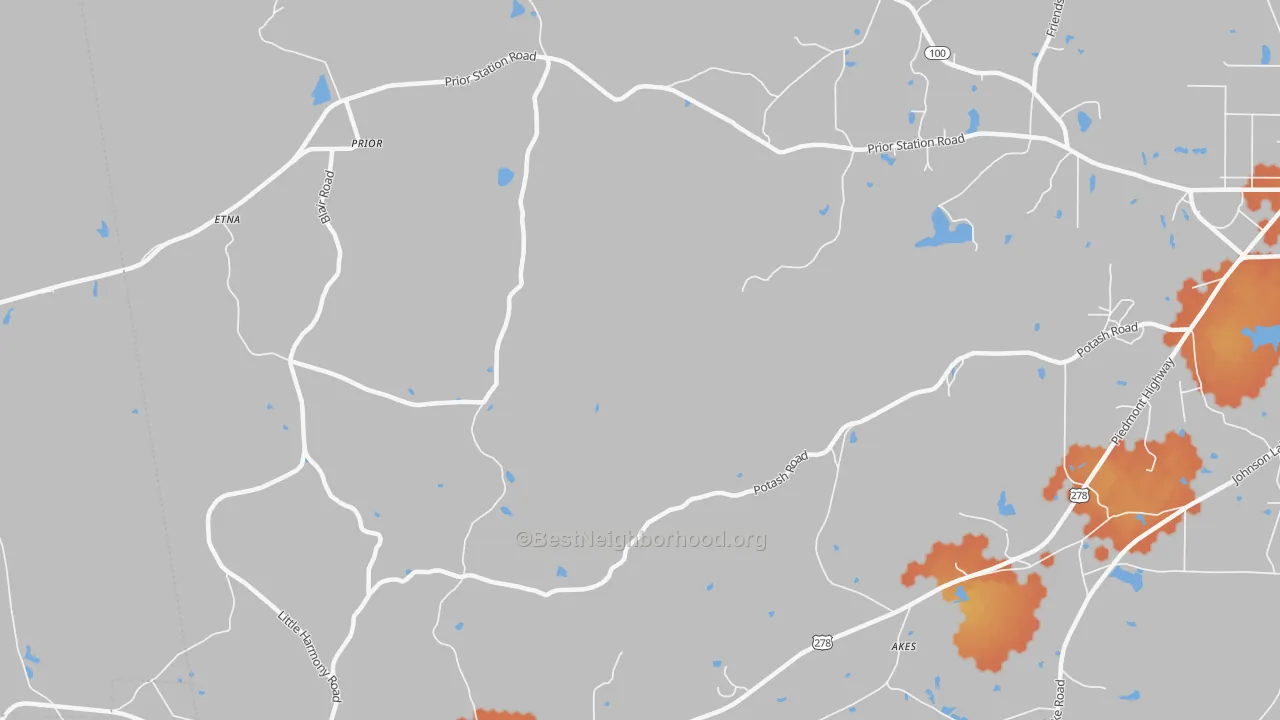 Bike Grade map of Prior, GA