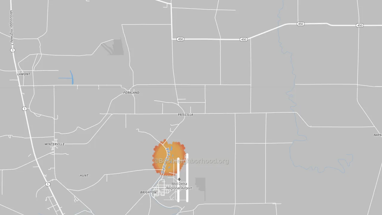 Bike Grade map of Priscilla, MS