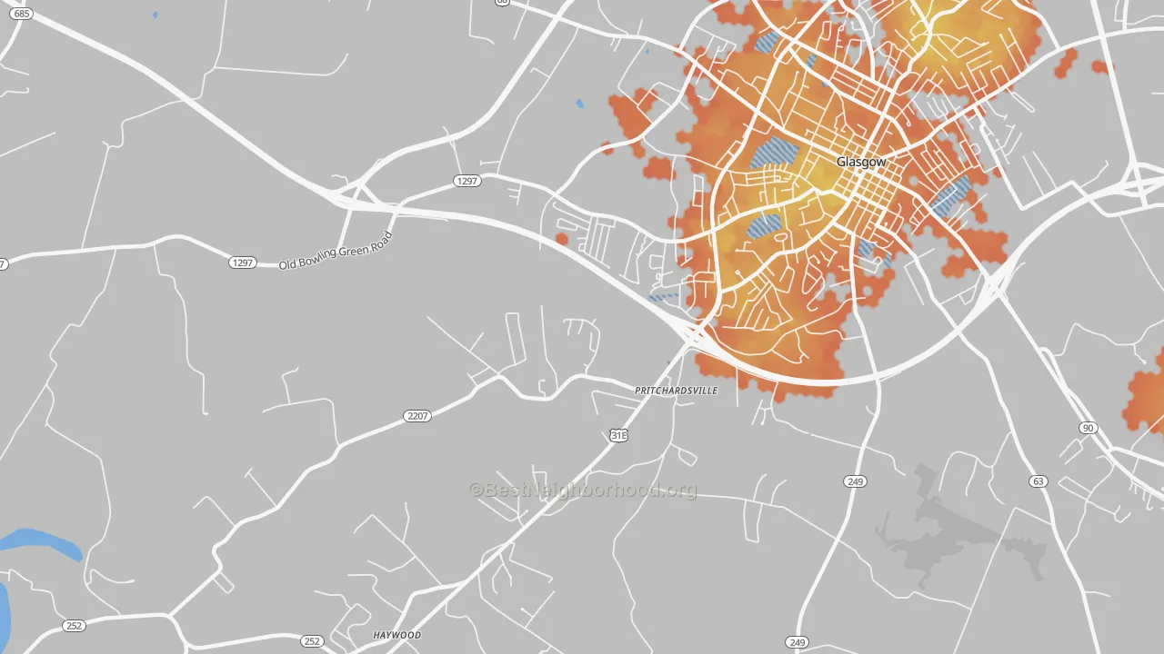 Bike Grade map of Pritchardsville, KY
