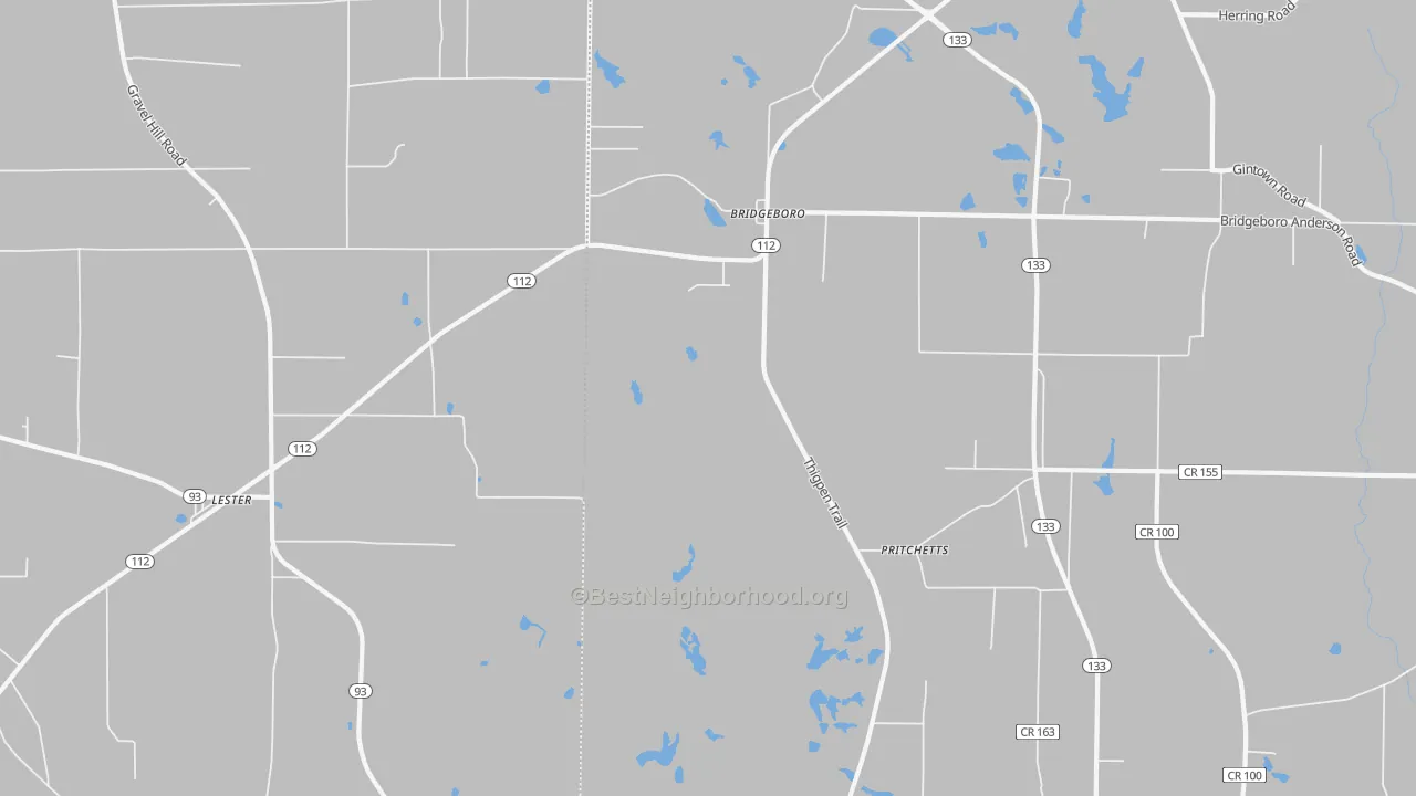Bike Grade map of Pritchetts, GA