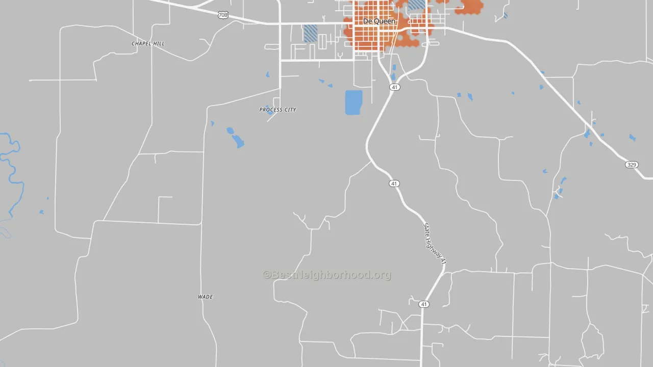 Bike Grade map of Process City, AR