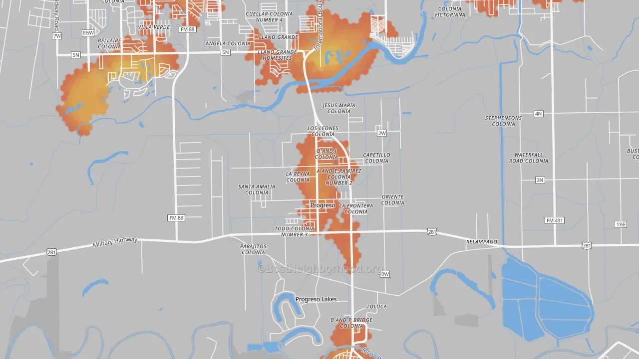 Bike Grade map of Progreso, TX