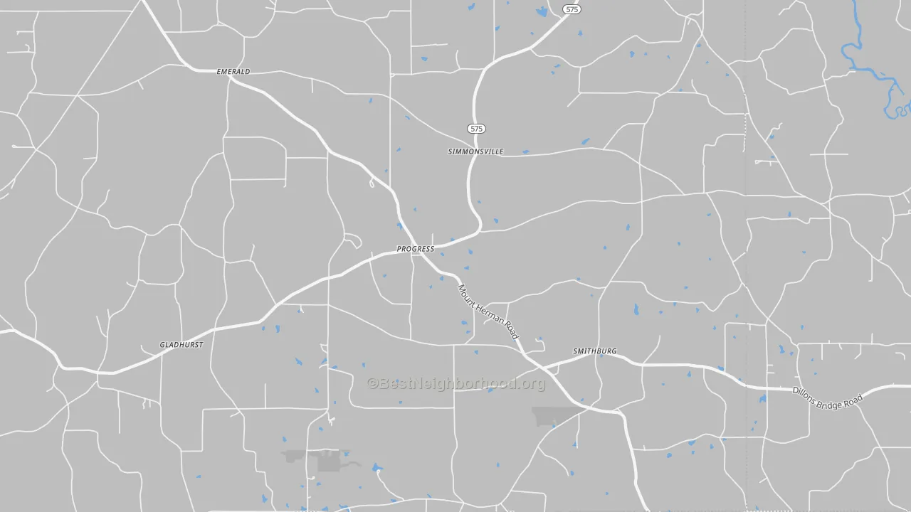 Bike Grade map of Progress, MS