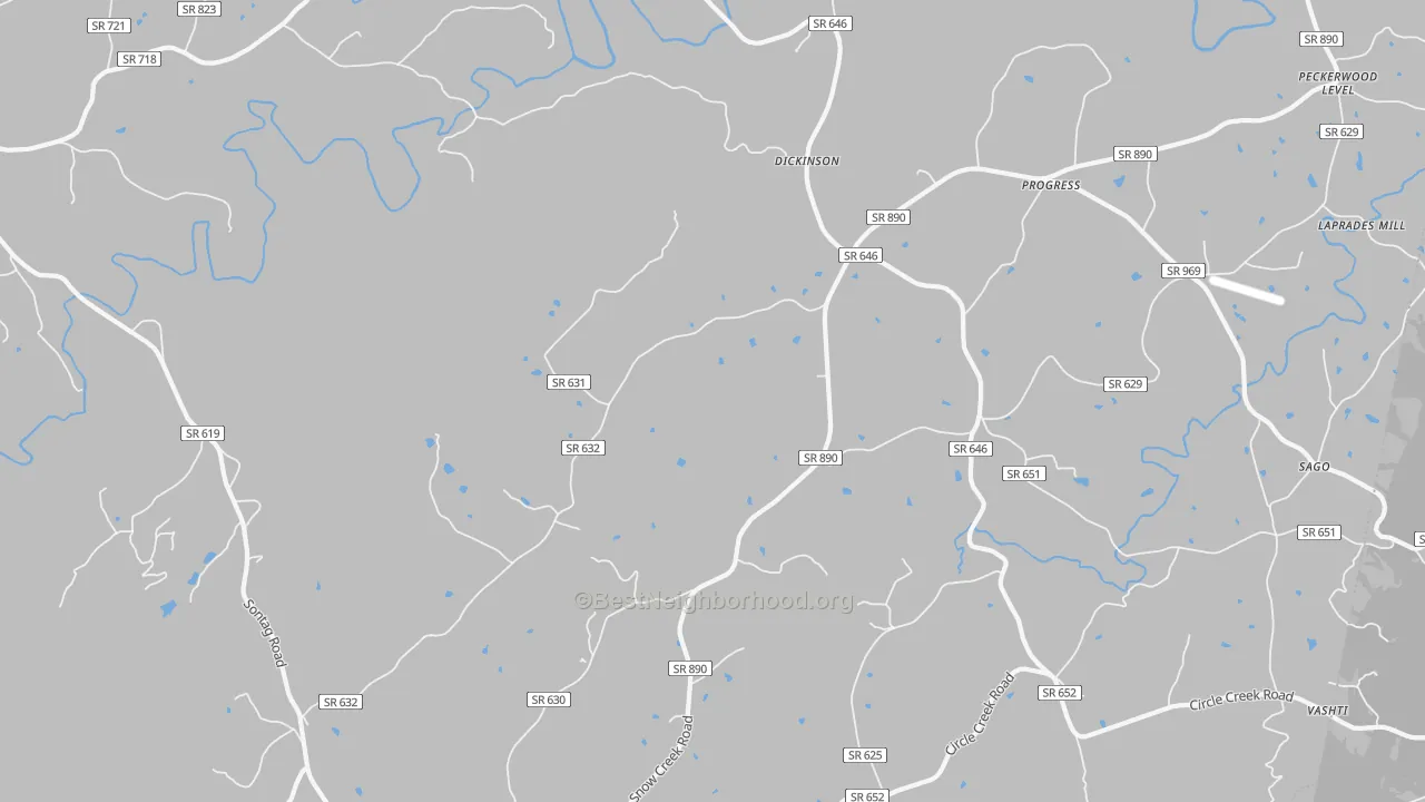 Bike Grade map of Progress, VA