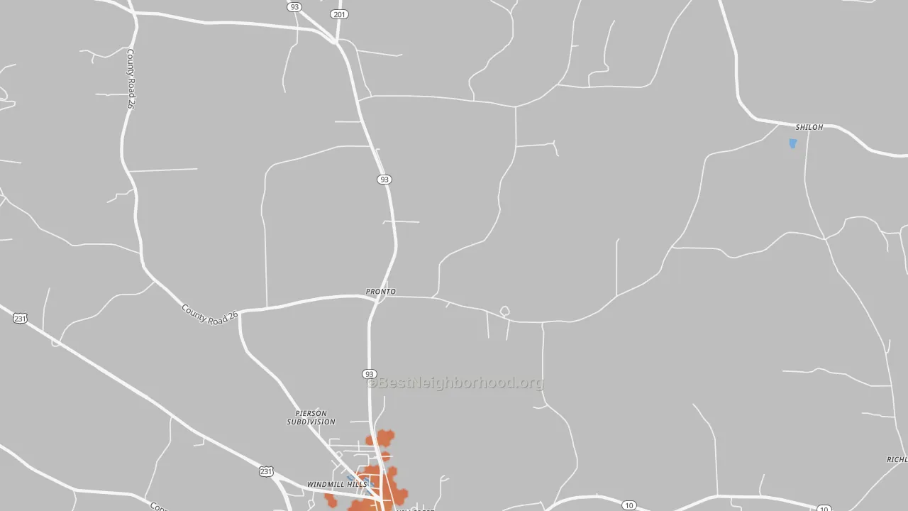 Bike Grade map of Pronto, AL