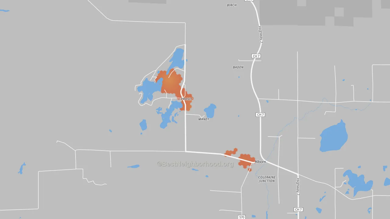 Bike Grade map of Prosit, MN