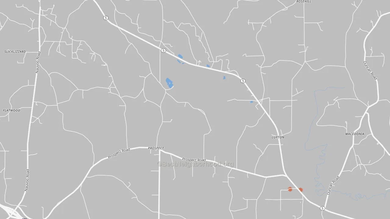 Bike Grade map of Prospect, AL