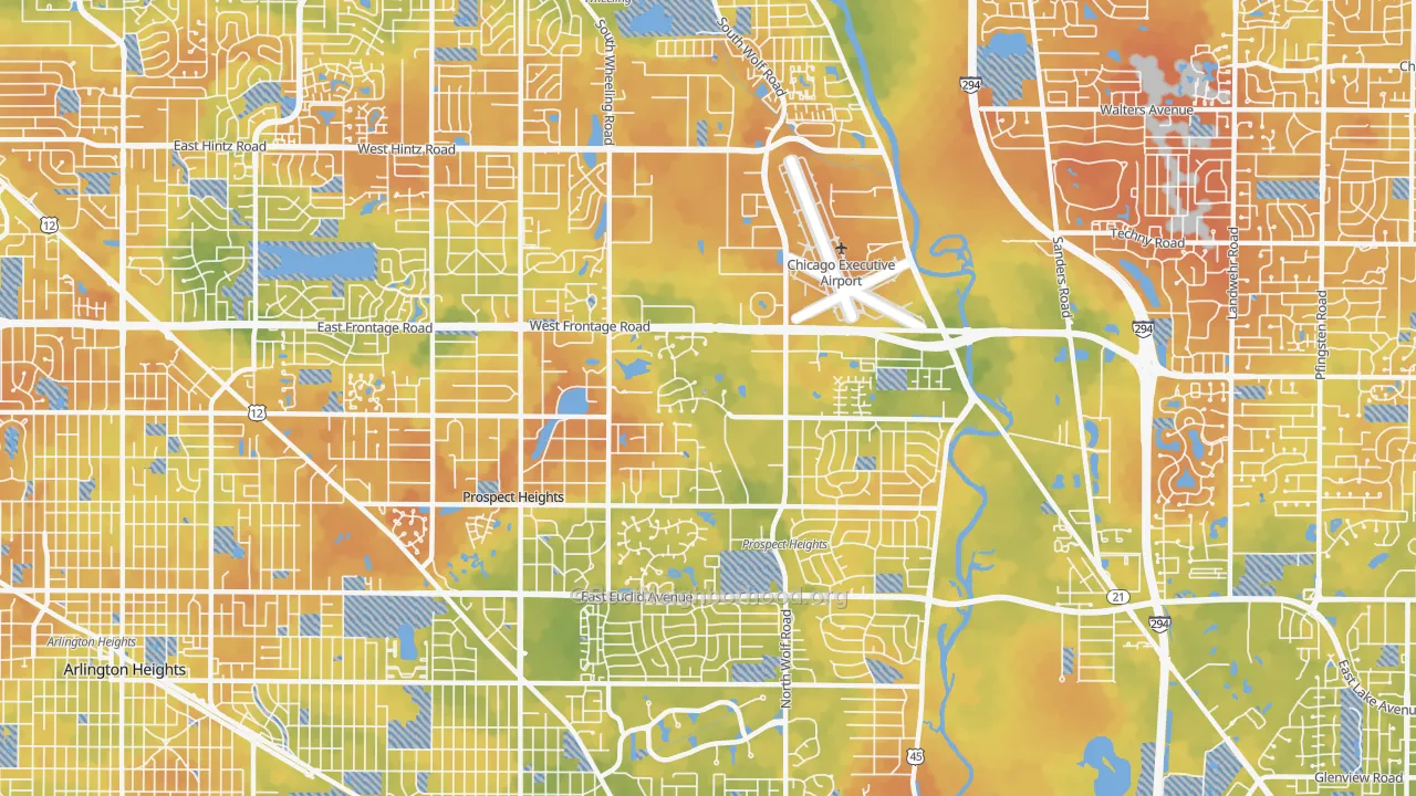 Bike Grade map of Prospect Heights, IL