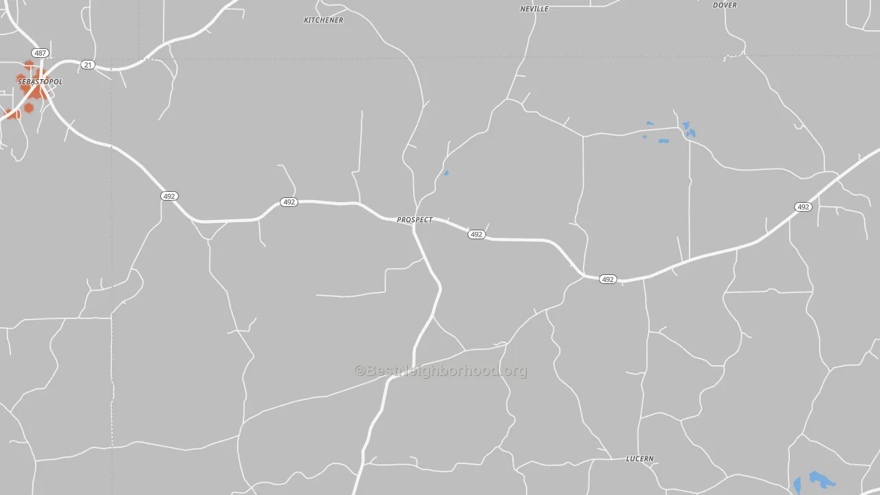 Bike Grade map of Prospect, MS