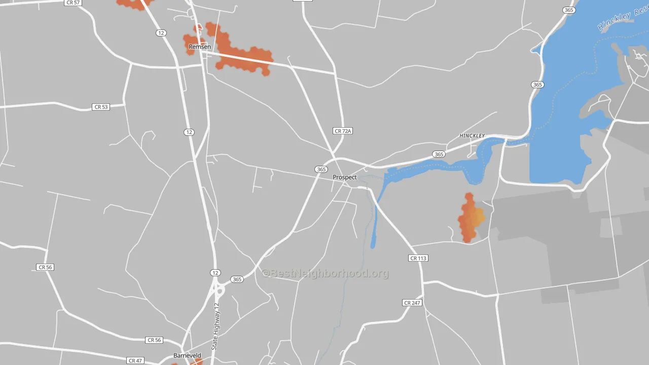 Bike Grade map of Prospect, NY