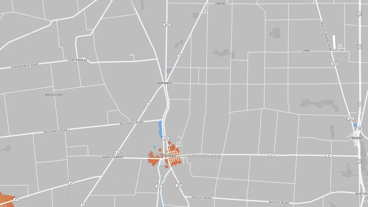 Bike Grade map of Prospect, OH