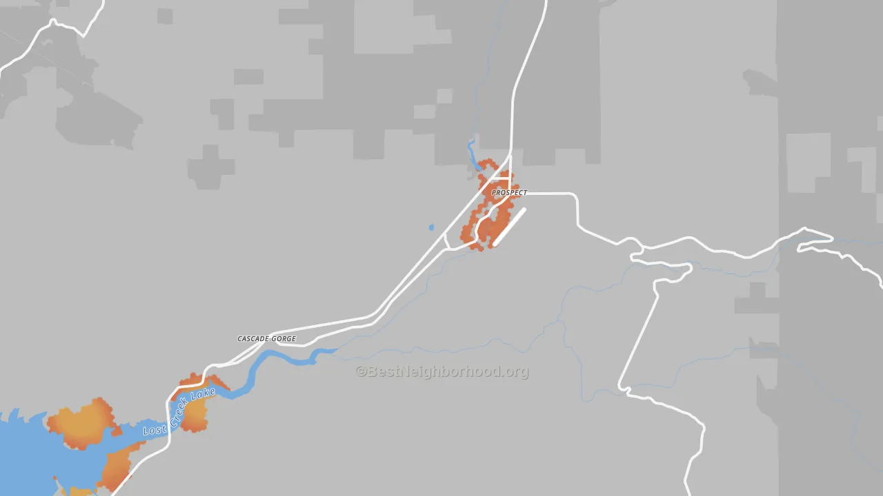 Bike Grade map of Prospect, OR