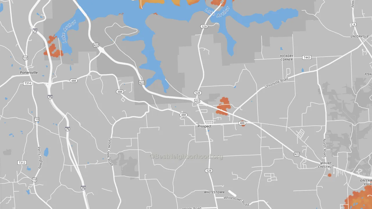 Bike Grade map of Prospect, PA
