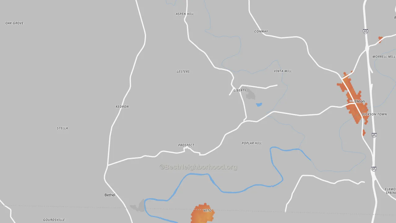 Bike Grade map of Prospect, TN