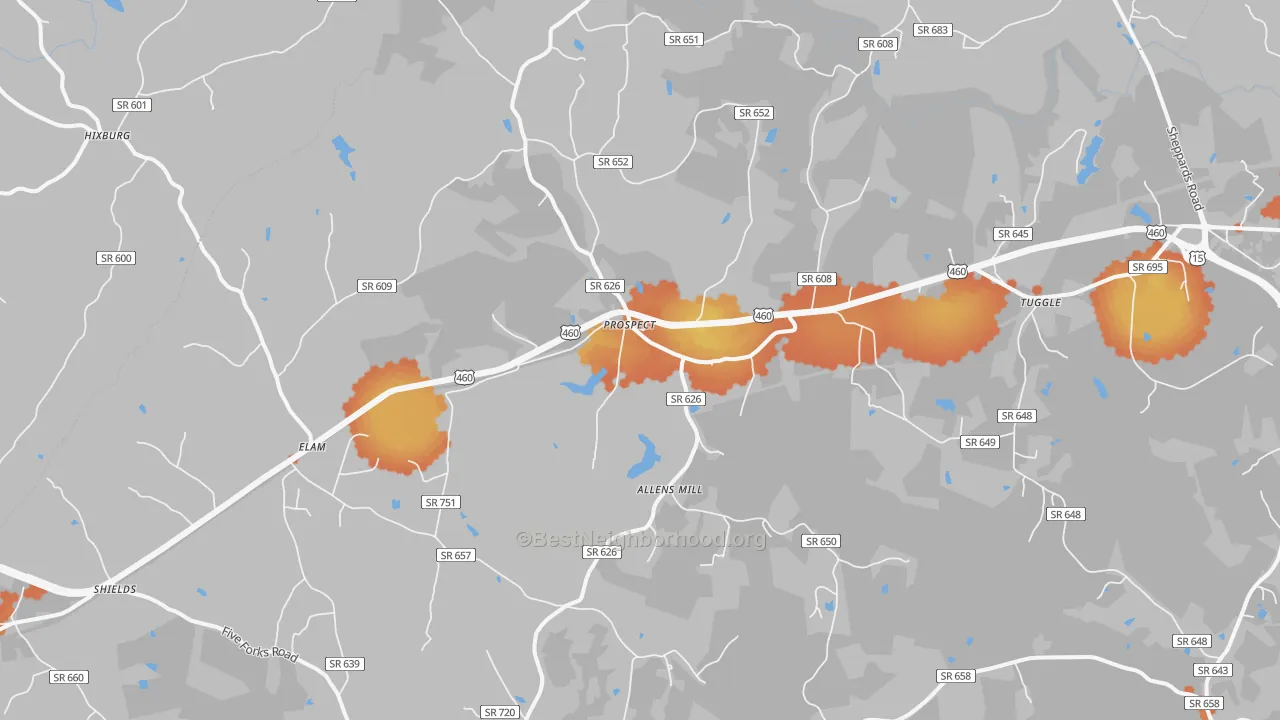 Bike Grade map of Prospect, VA