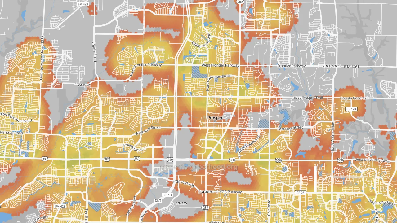 Bike Grade map of Prosper, TX