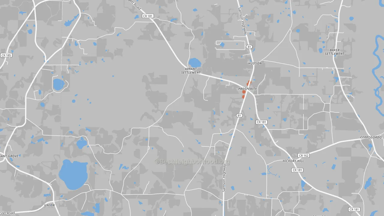 Bike Grade map of Prosperity, FL