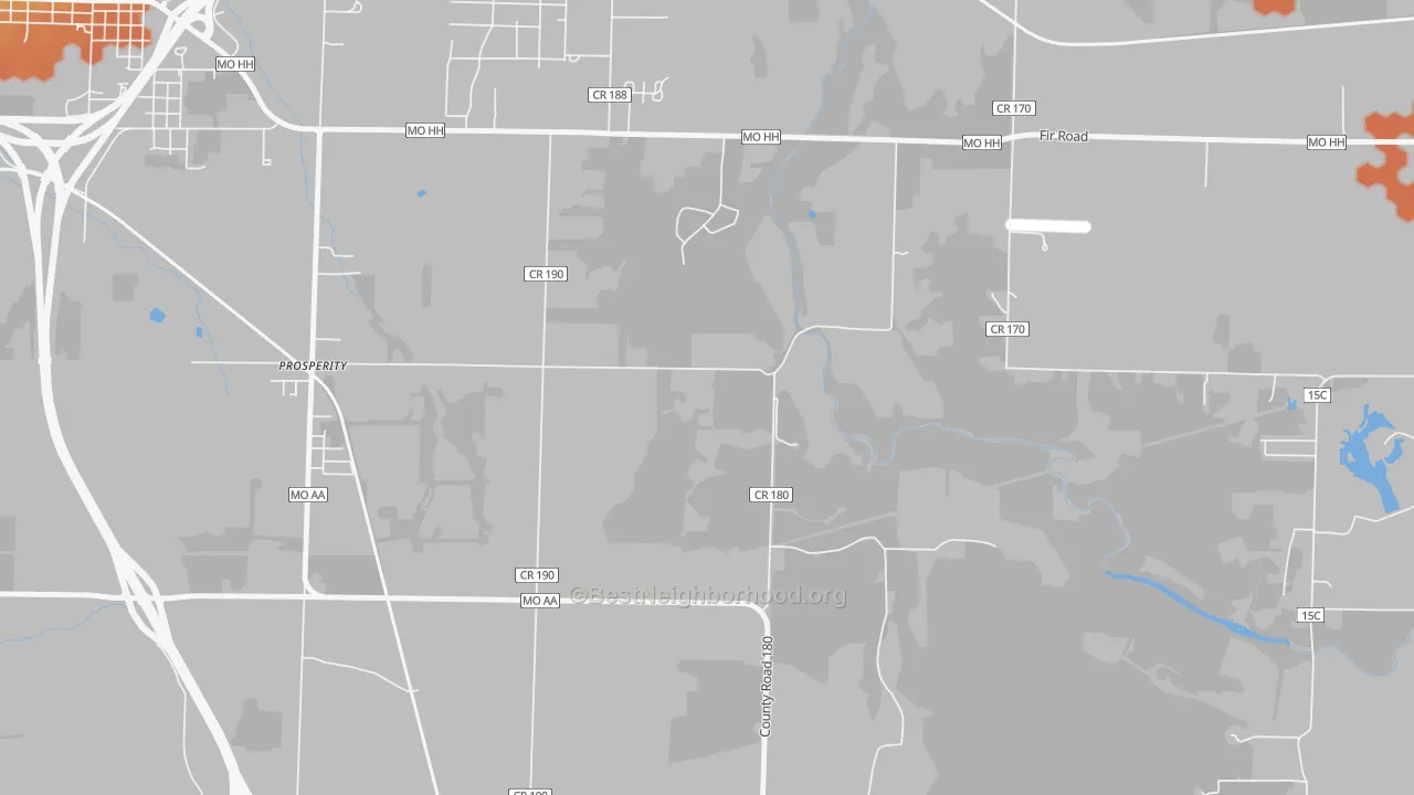 Bike Grade map of Prosperity, MO